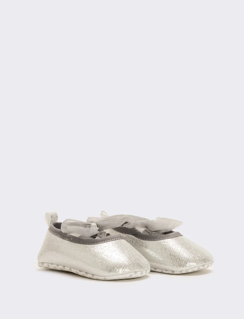 Ballerina con fiocco da neonata - Argento