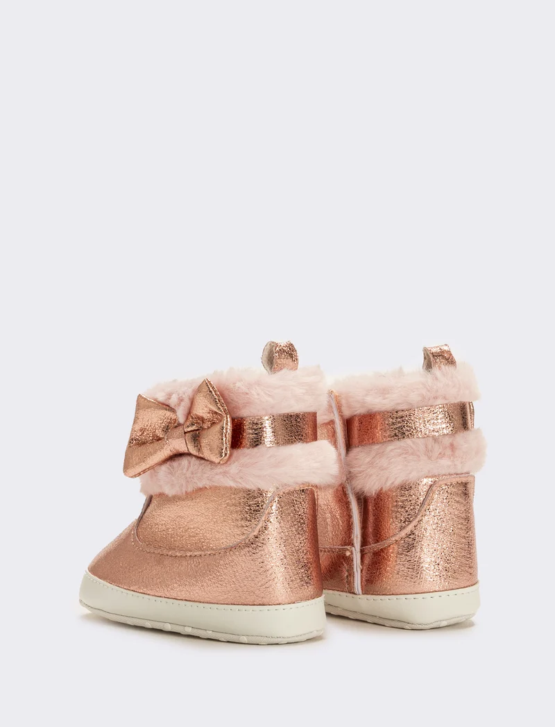 Stivaletto con fiocco da neonata - Rosa