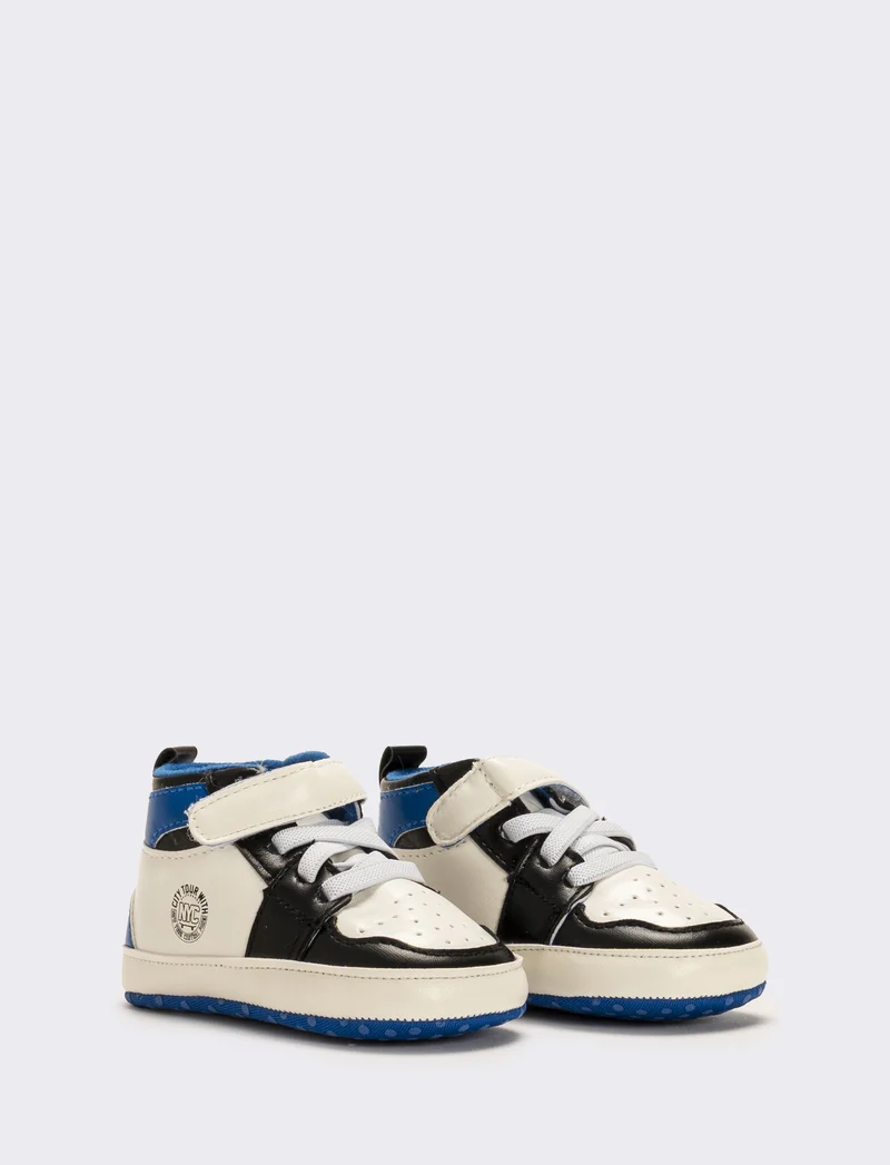 Scarpa a collo alto da neonato - Bianco-blu
