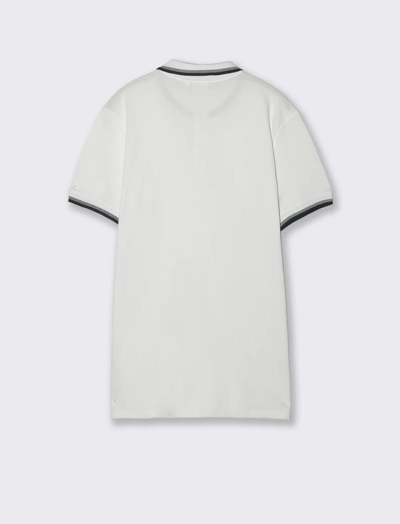 Polo in piquet con contrasti da uomo - Bianco