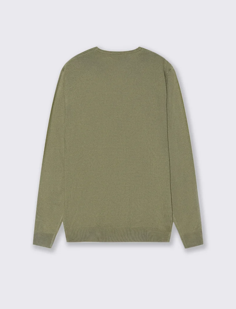 MAGLIA BASIC GIROCOLLO - Verde salvia