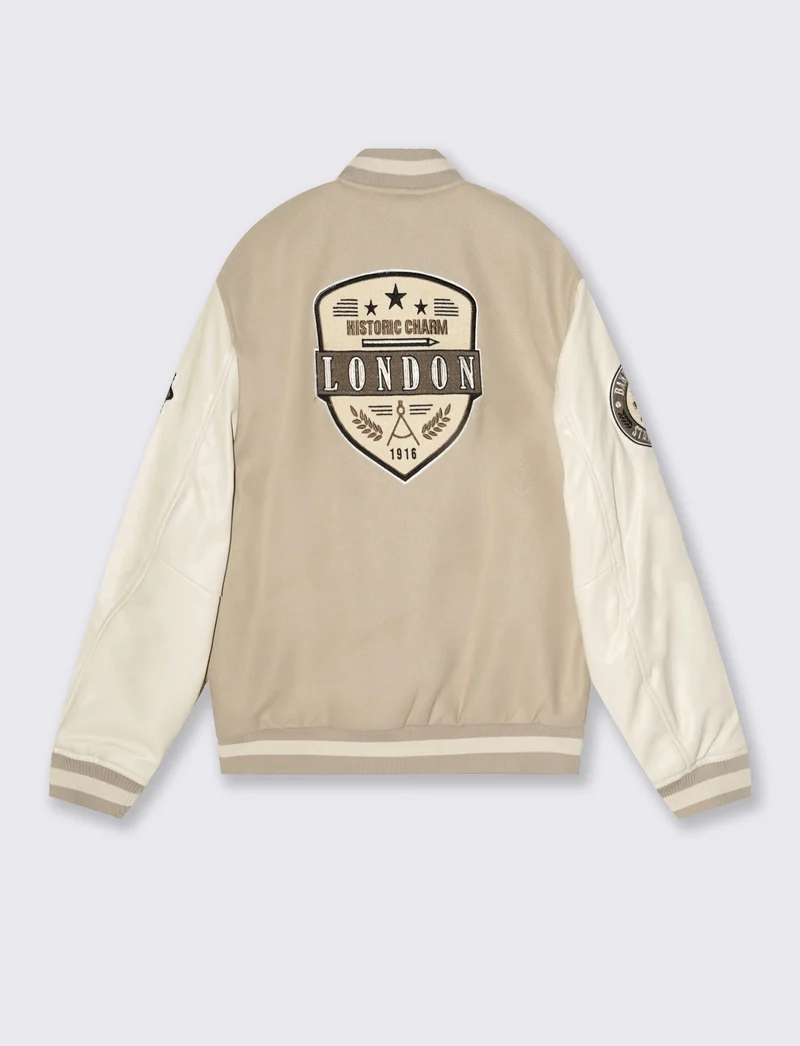 BOMBER VARSITY - Beige