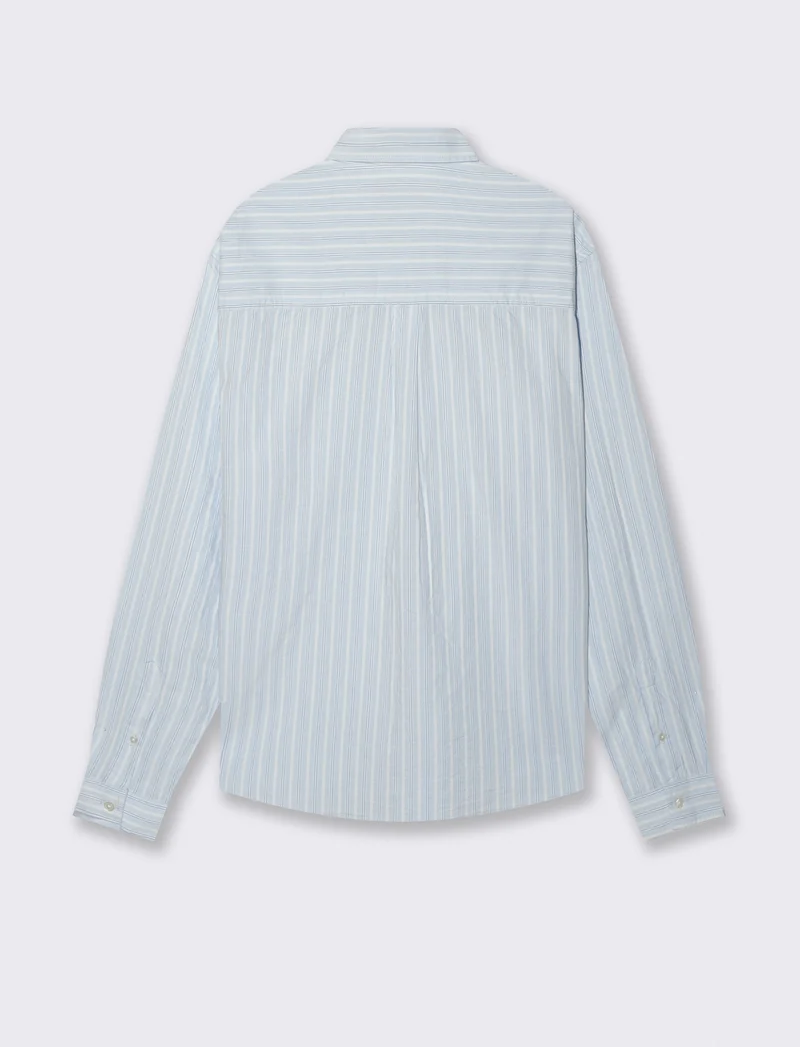 CAMICIA FANTASIA A RIGHE - Celeste