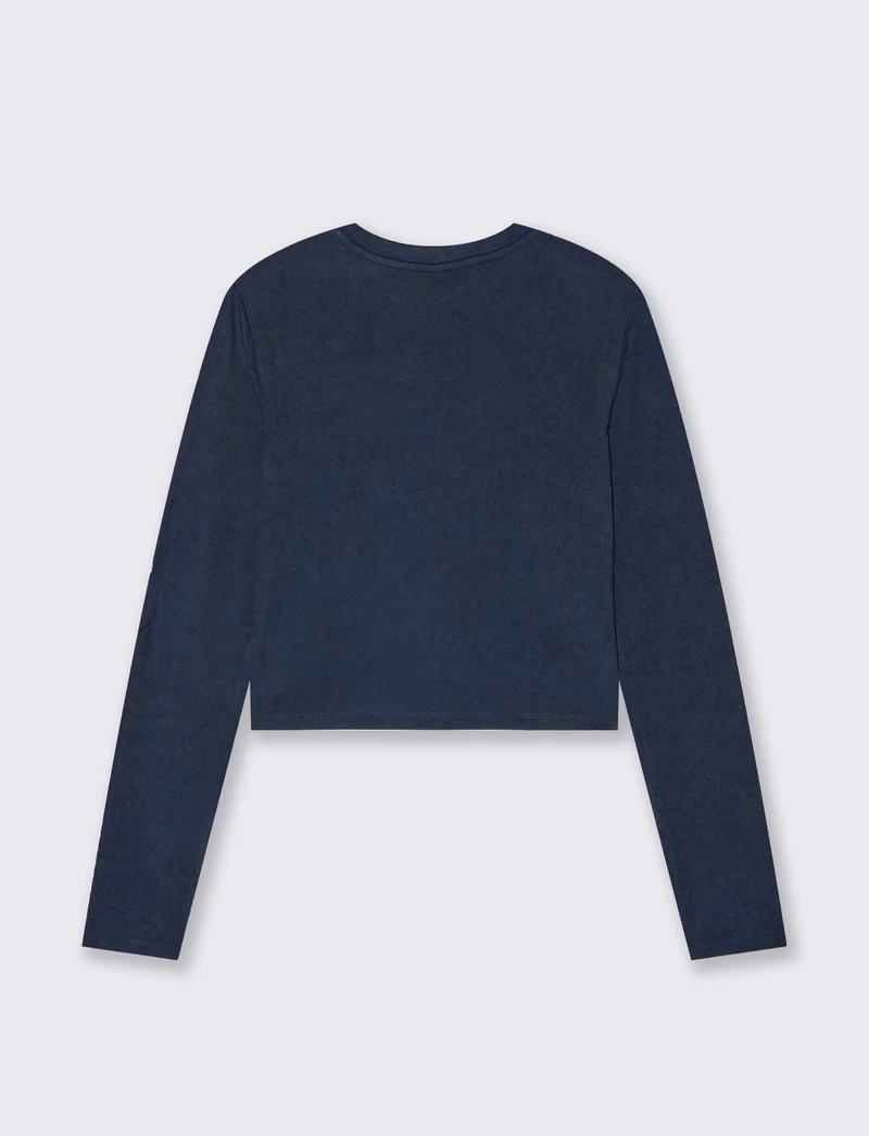 T-SHIRT BASICA CROP - Blu