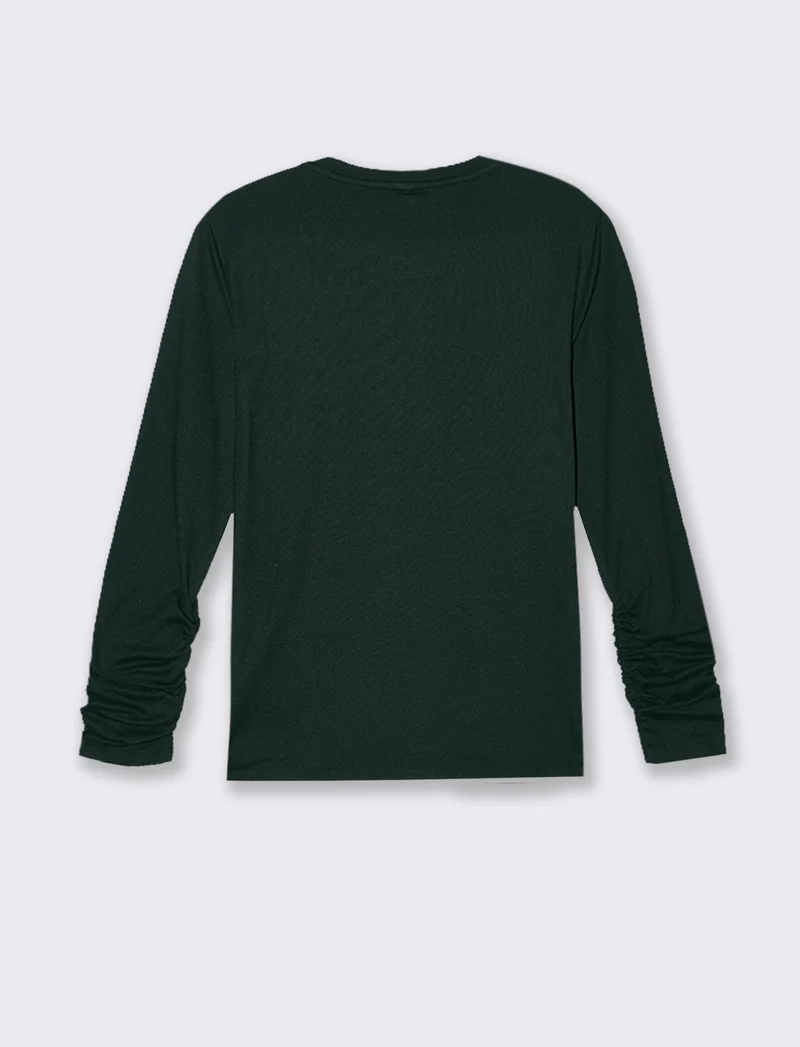 T-SHIRT BASICA MANICA LUNGA - Verde bosco