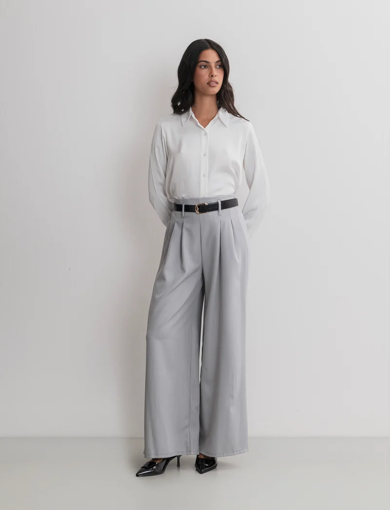 PANTALONE CON CINTURA - Grigio