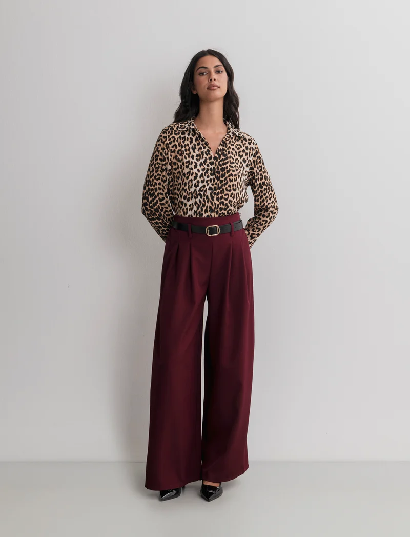 PANTALONE CON CINTURA - Bordeaux