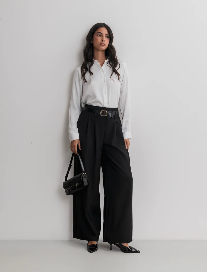 PANTALONE CON CINTURA - Nero