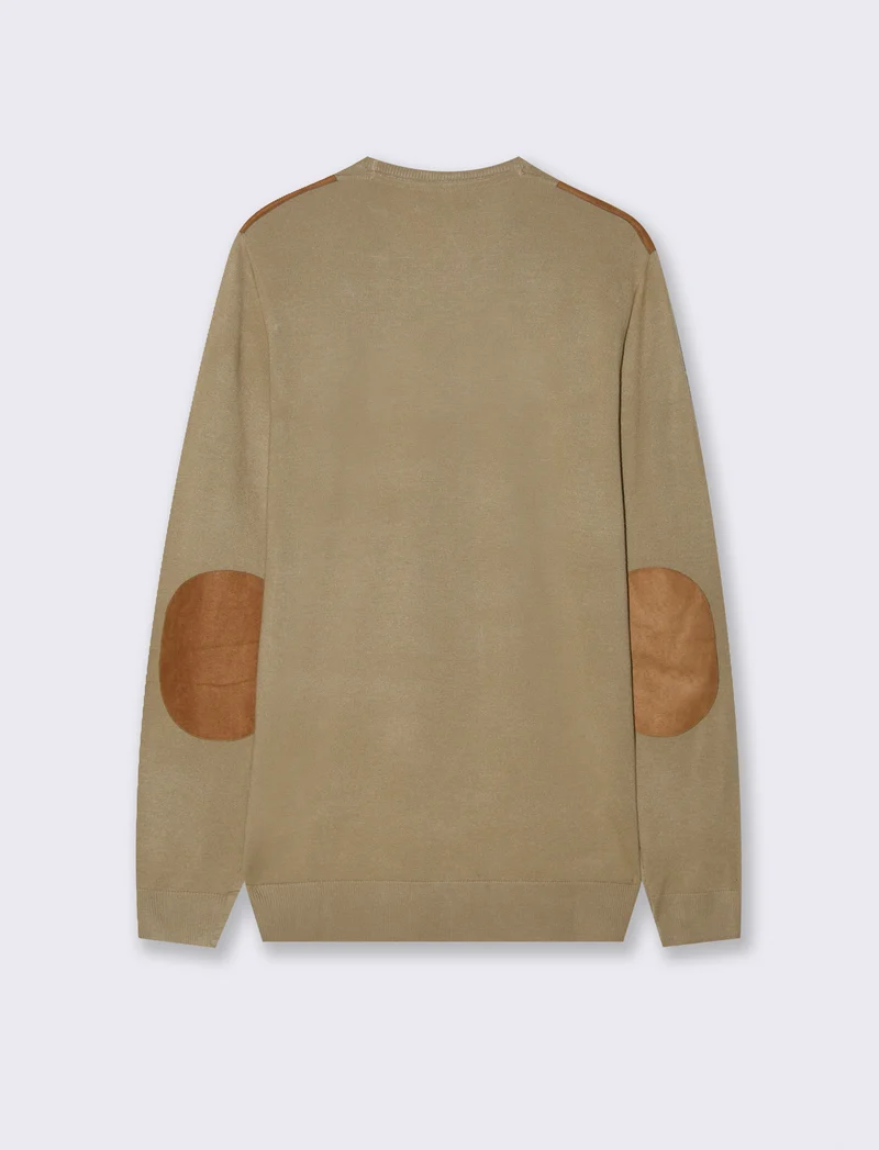 MAGLIA CON TOPPE EFFETTO SUEDE - Beige