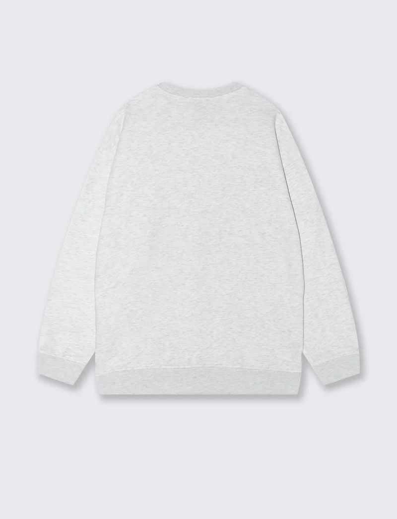 FELPA BASIC GIROCOLLO RELAXED FIT - Grigio mel.