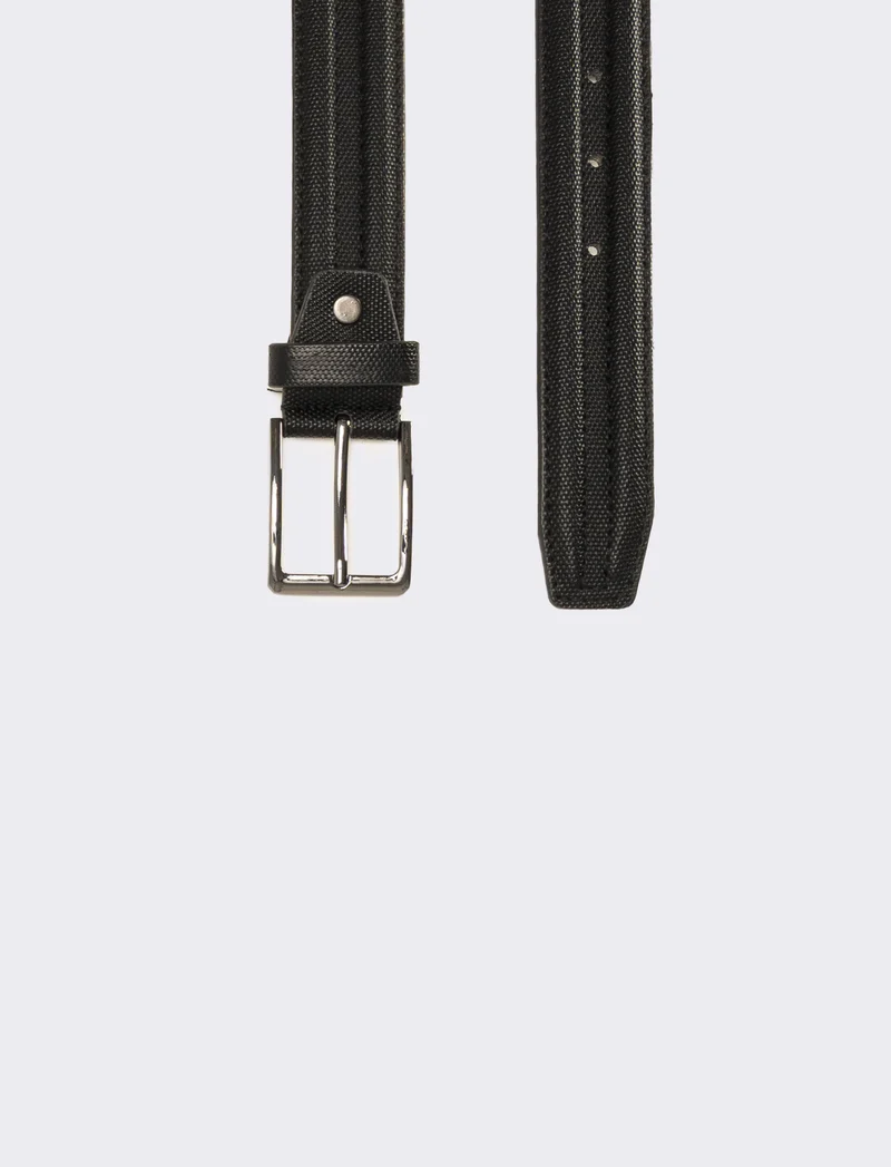 Cintura uomo con fusto a rilievo h 3,5 cm - Nero