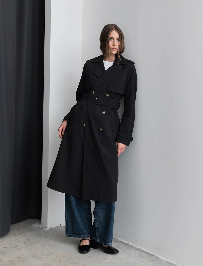 TRENCH CON CINTURA - Nero