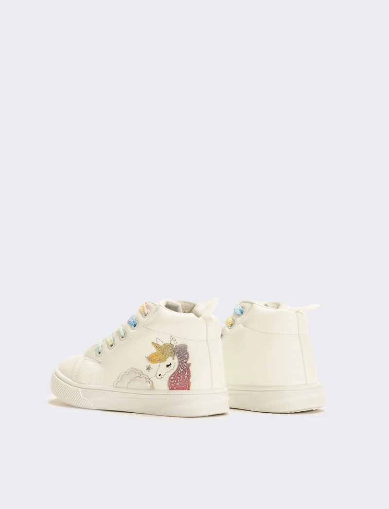 Sneakers unicorno da bambina - Bianco