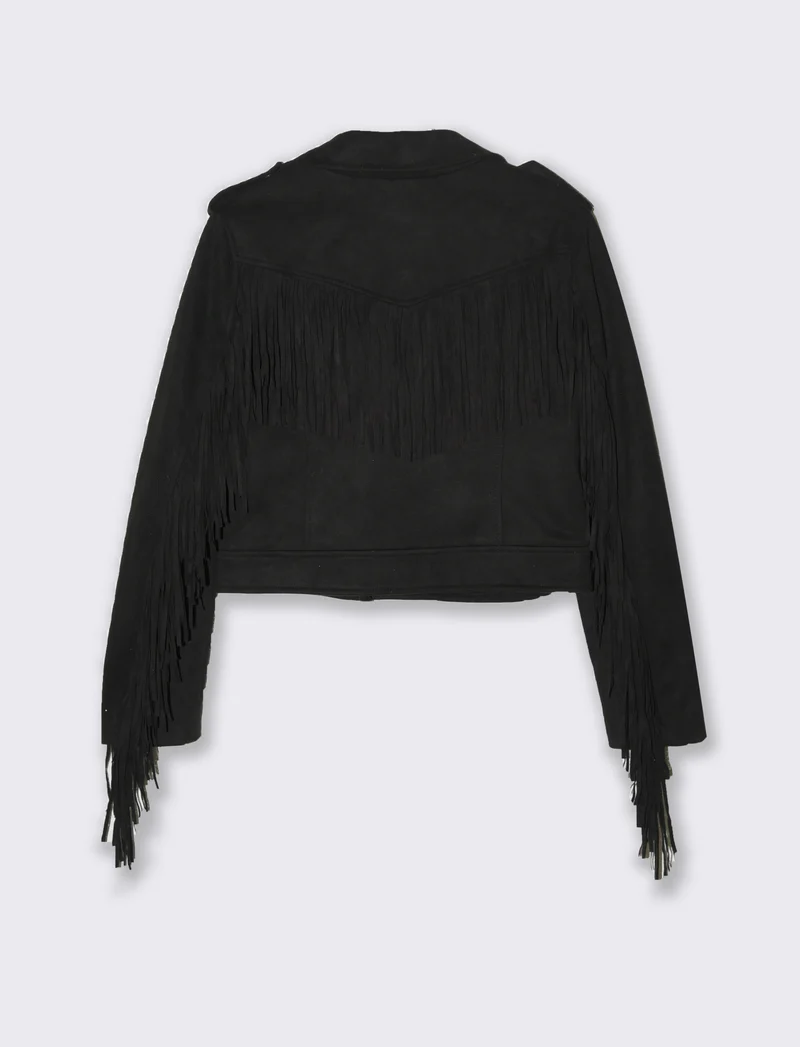 GIACCA CON FRANGE - Nero