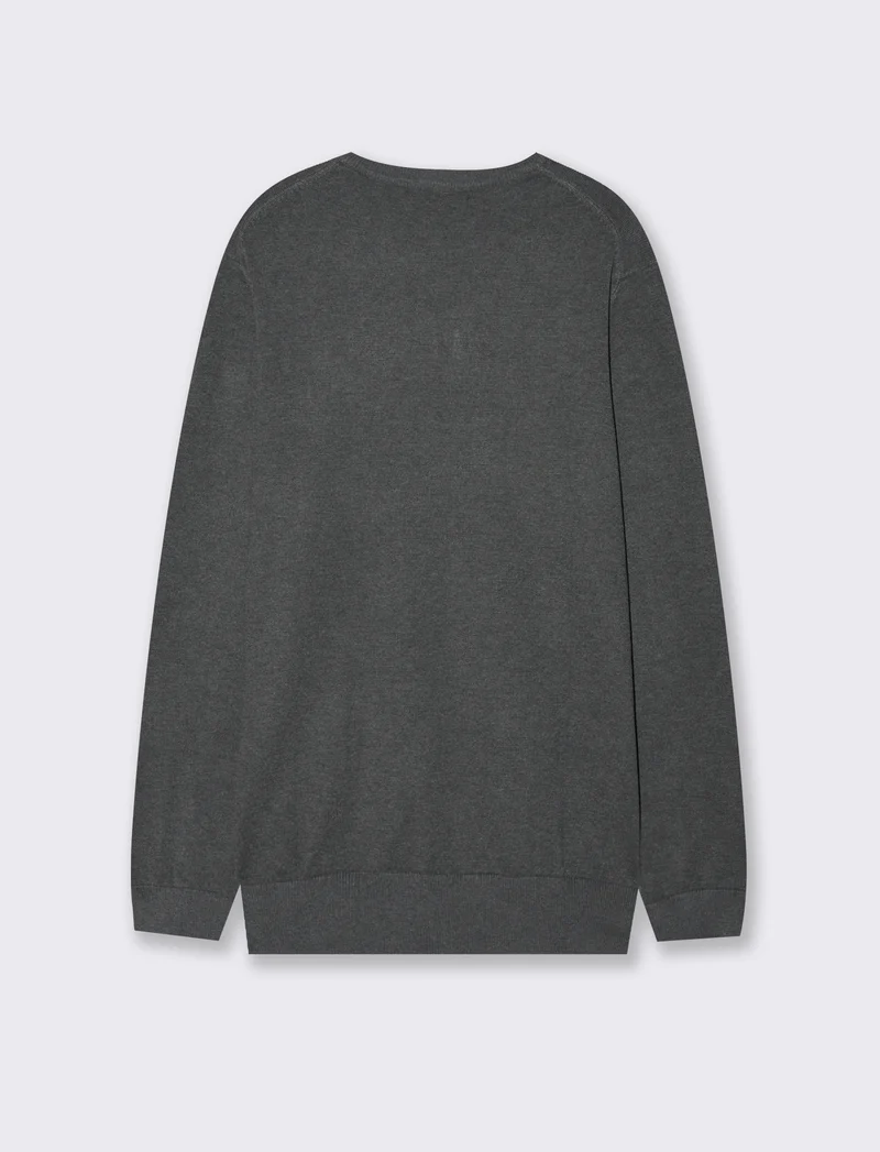 MAGLIA BASIC IN FILATO COMFORT - Antracite melange