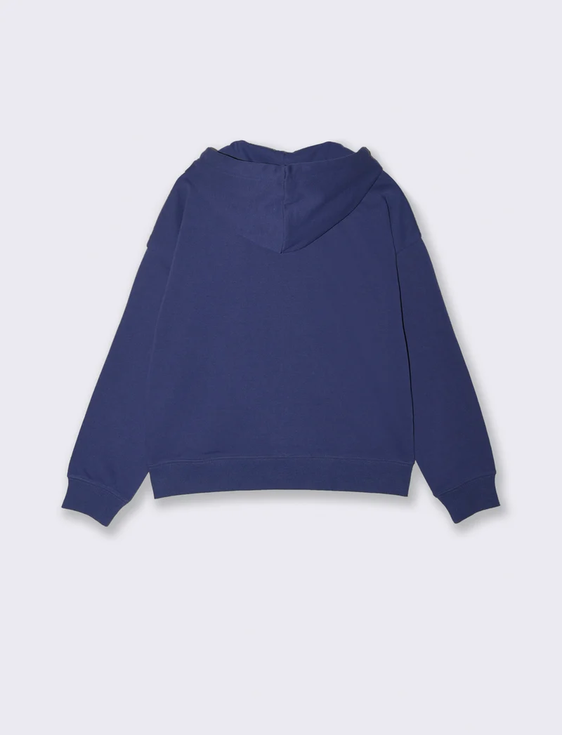 FELPA CON CAPPUCCIO E ZIP - Blu scuro