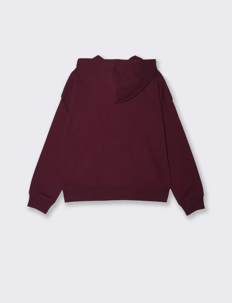 FELPA CON CAPPUCCIO E ZIP - Bordeaux