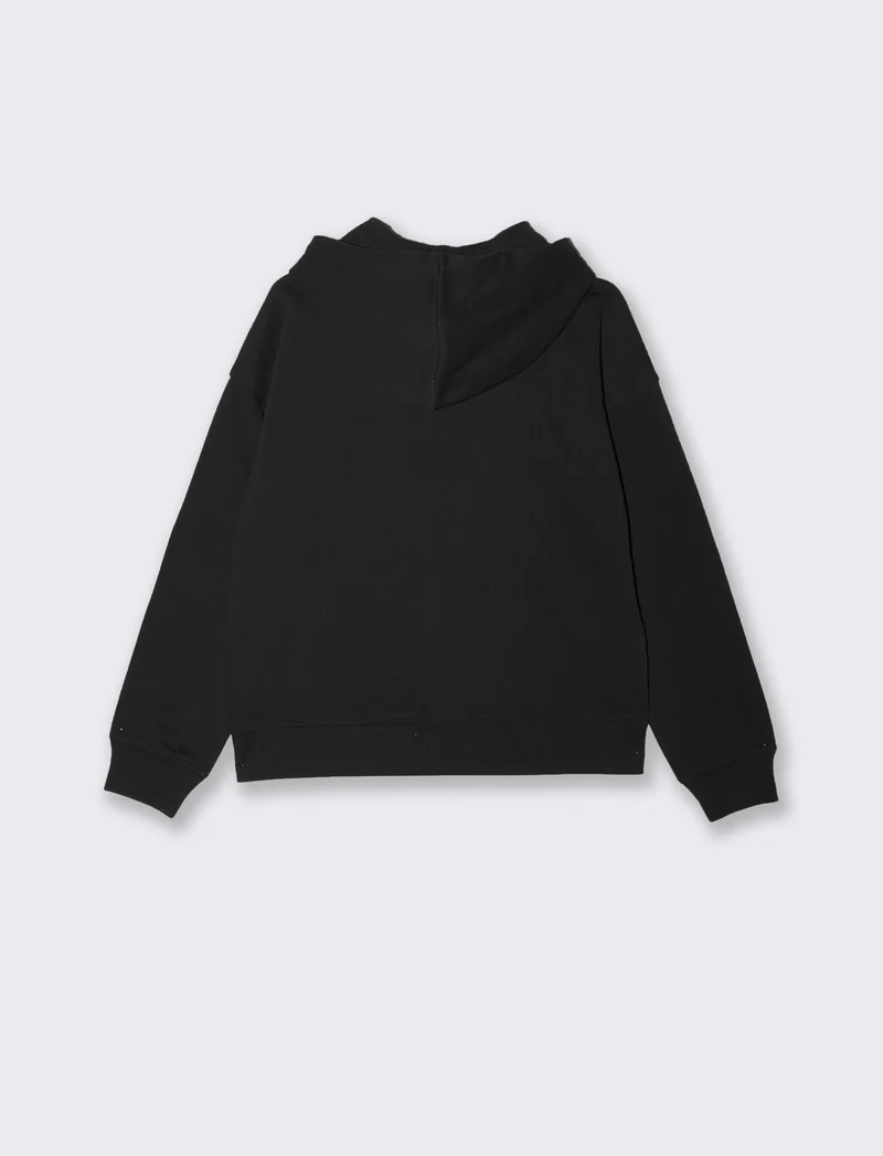 FELPA CON CAPPUCCIO E ZIP - Nero