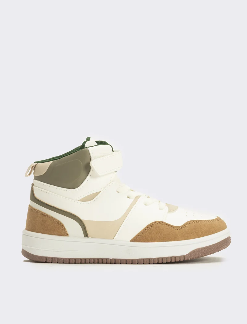 Sneakers a collo alto da bambino - Bianco-begie