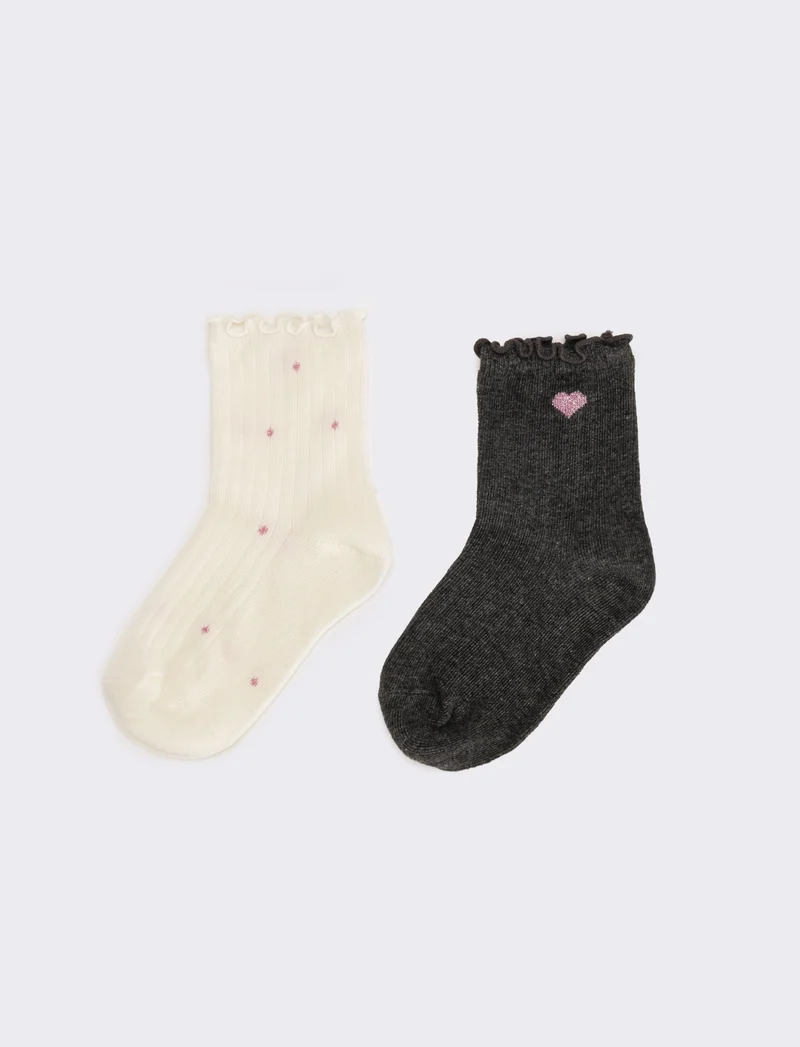 Clazini bambina 2 paia freel - Bianco-grigio