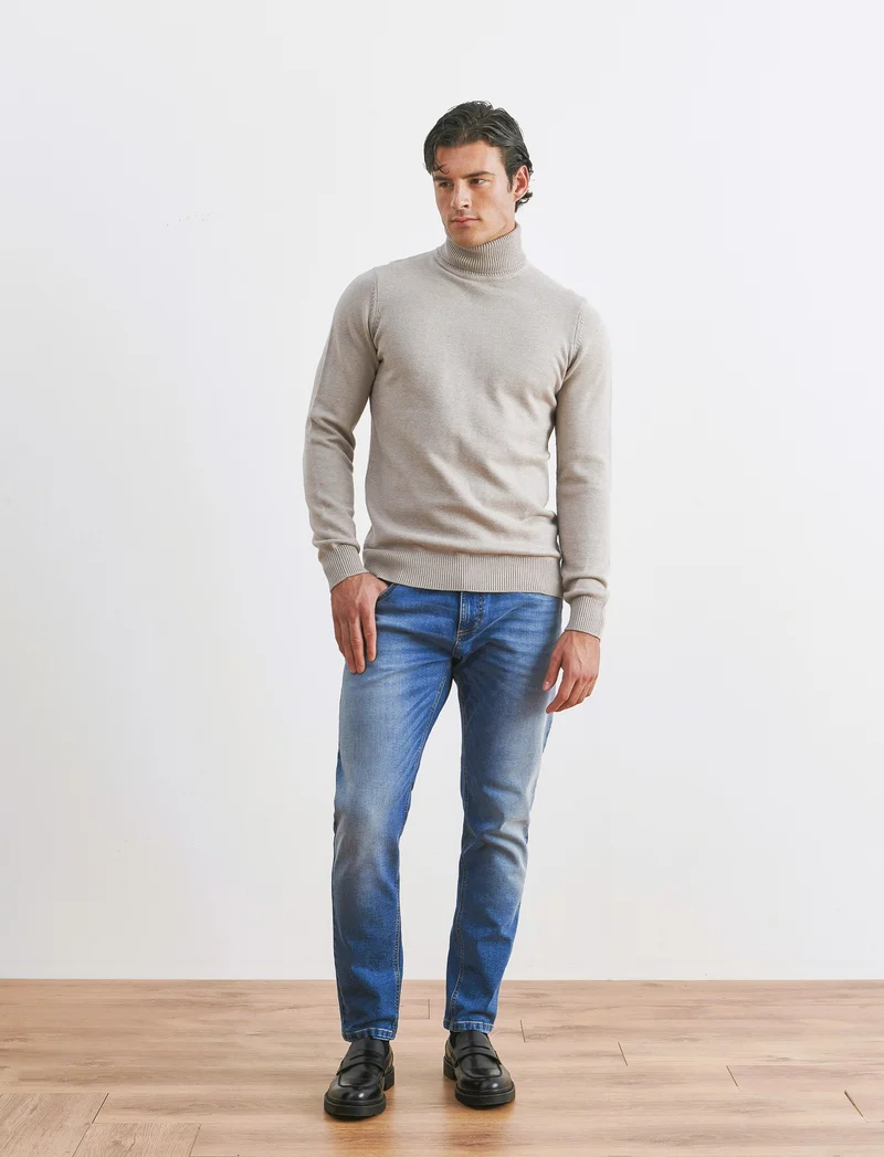 JEANS SLIM TAPERED FIT BLU MEDIO - Denim