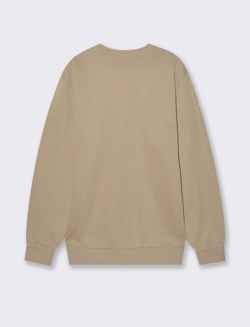 FELPA MISTO COTONE CON STAMPA - Beige
