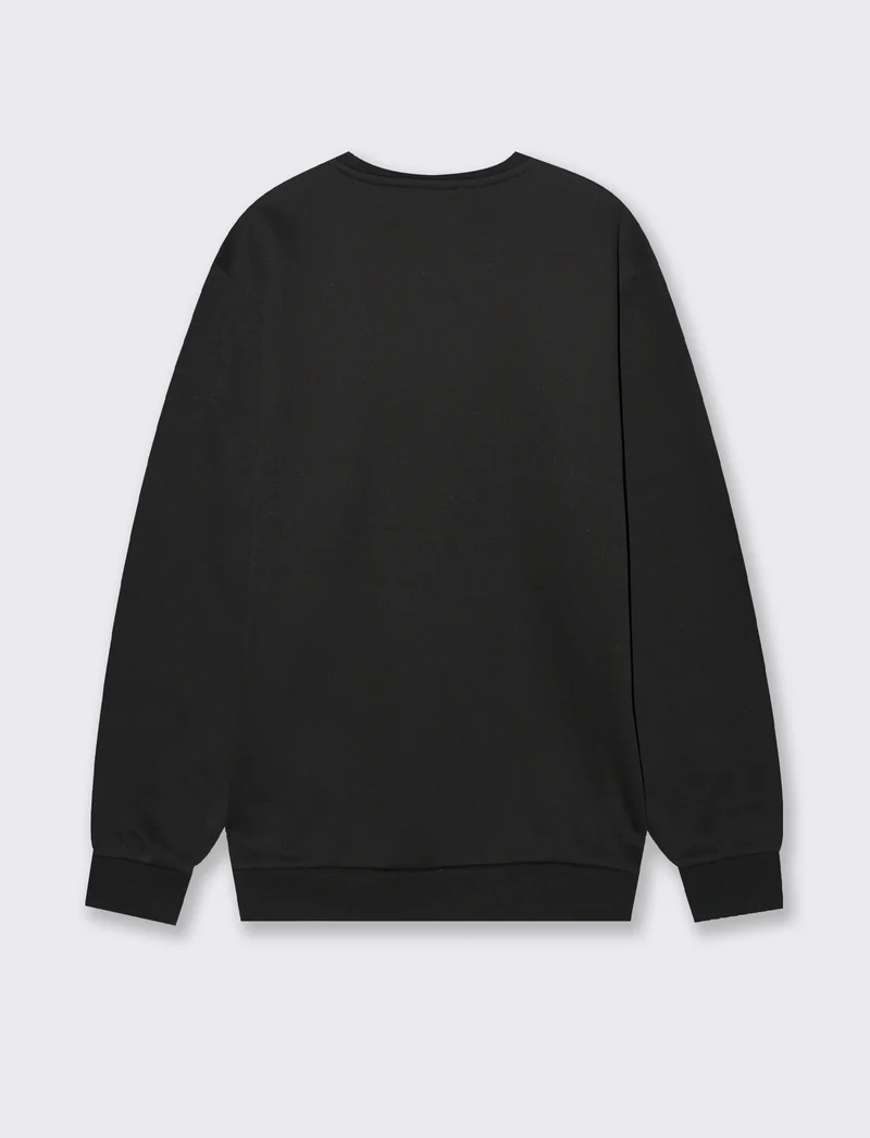 FELPA MISTO COTONE CON STAMPA - Nero