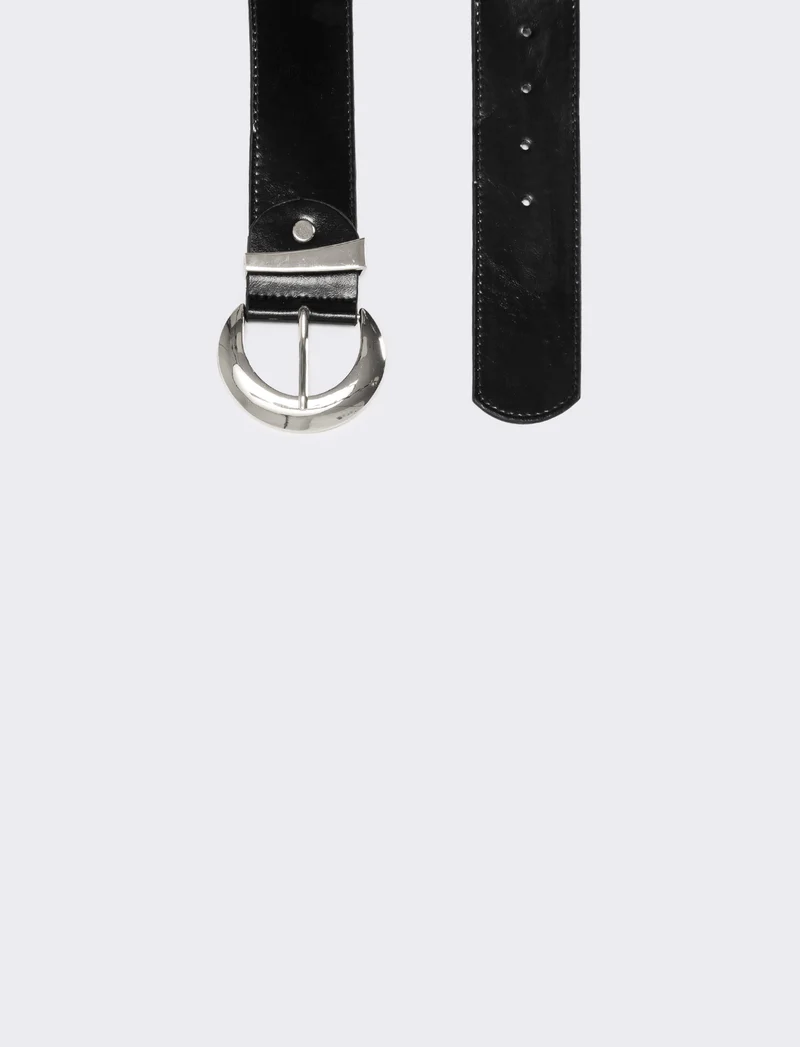 Cintura donna passante asimmetrico h 5 cm - Nero-argento