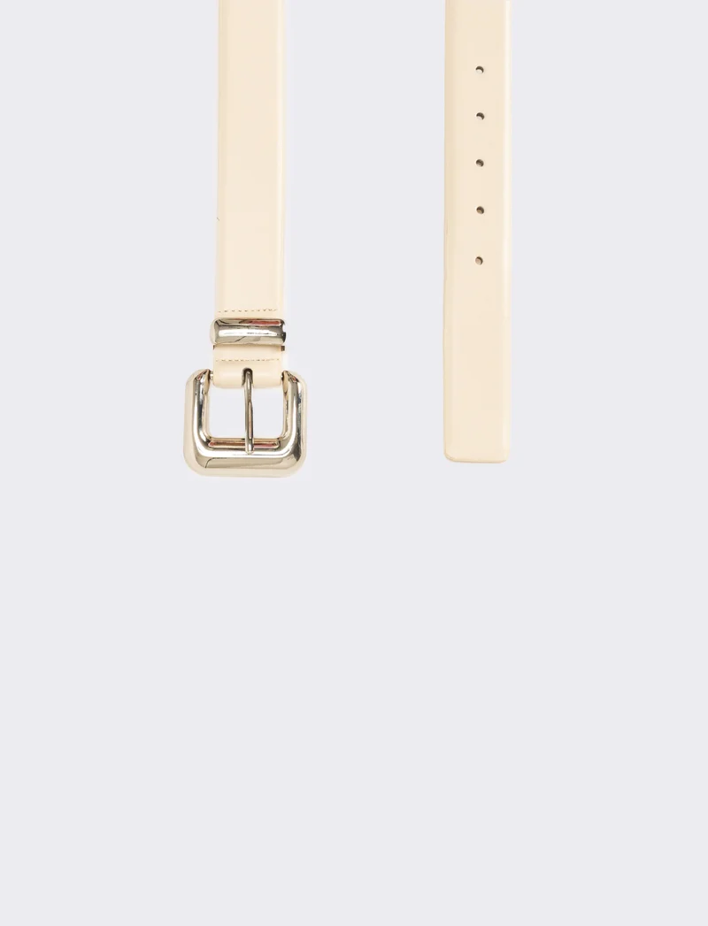 Cintura donna basic con passante in metallo - Beige