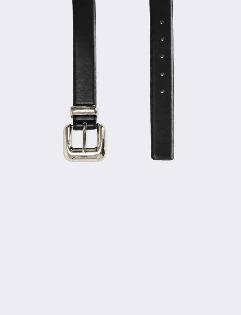 Cintura donna basic con passante in metallo - Nero
