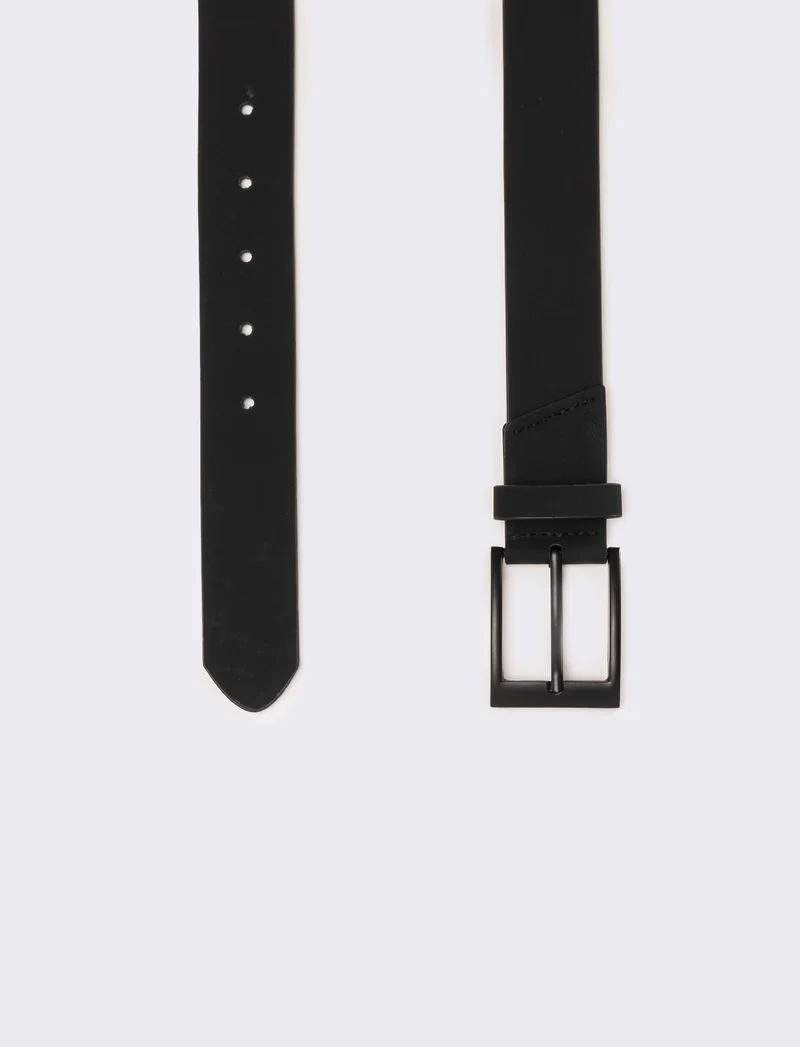 Cintura uomo casual fibbia nera opaca - Nero