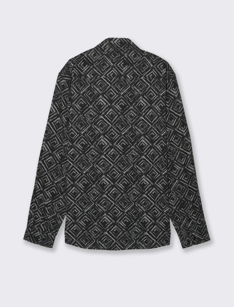 CAMICIA SOFT FIT FANTASIA ASTRATTA - Nero