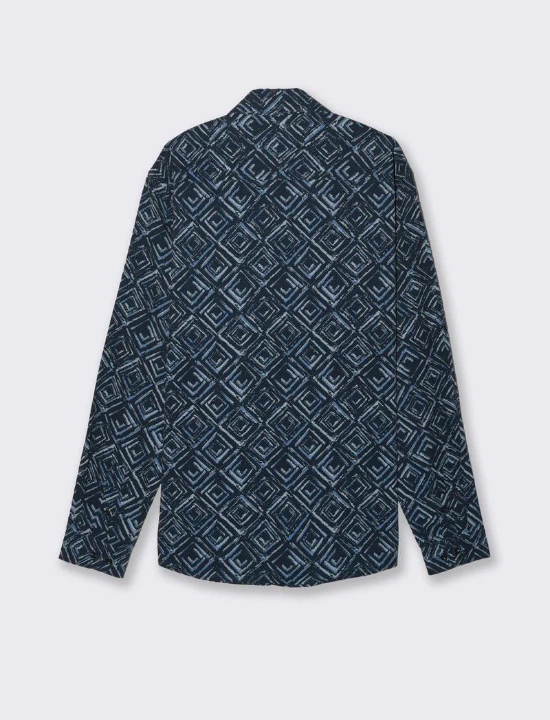 CAMICIA SOFT FIT FANTASIA ASTRATTA - Blu