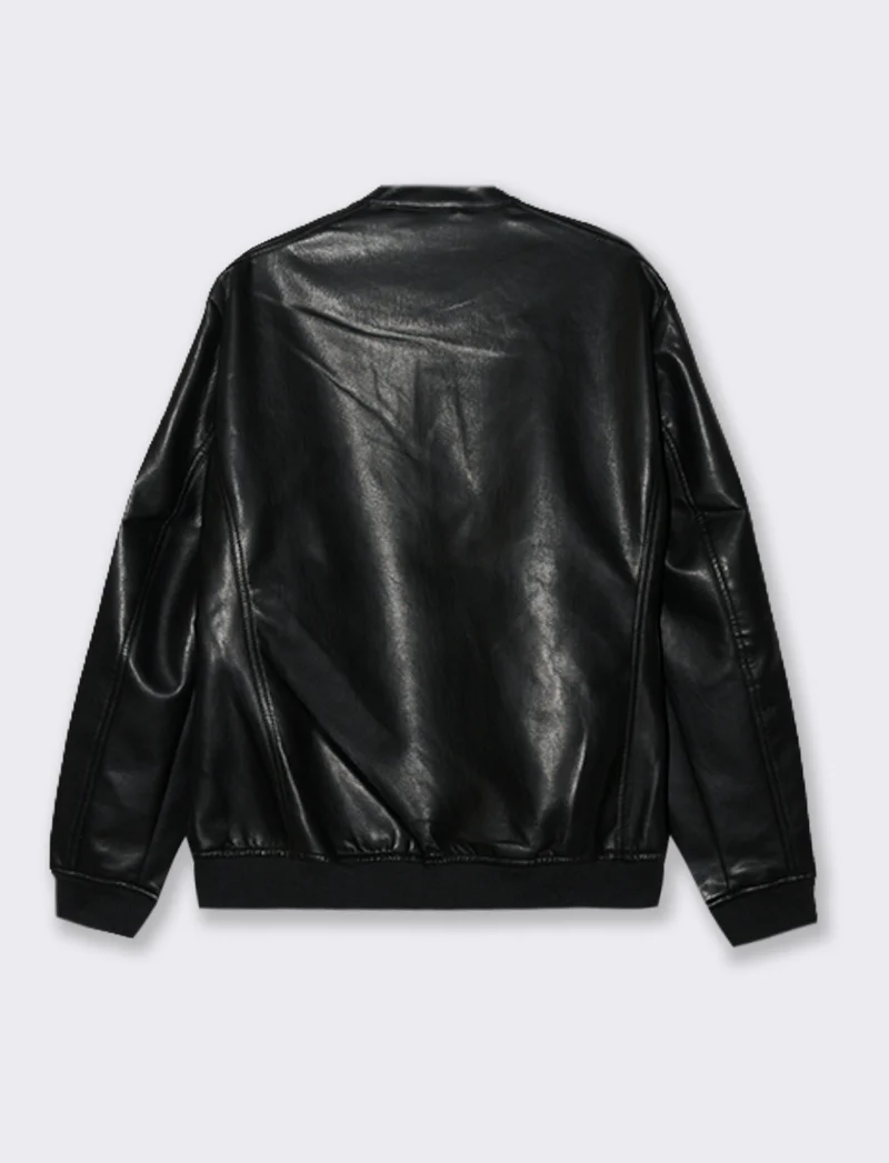 GIUBBOTTO BIKER EFFETTO PELLE - Nero