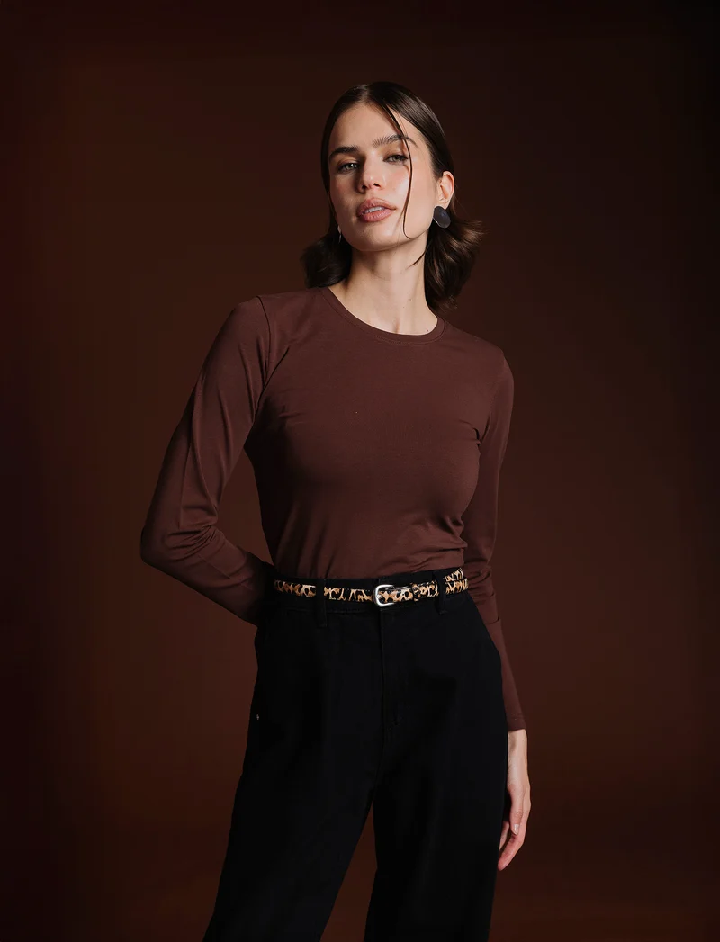 T-SHIRT BASICA - Marrone cioccolato