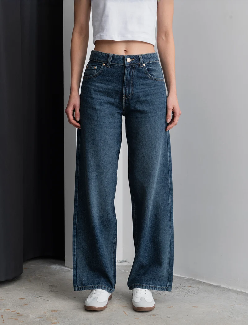 JEANS WIDE LEG - DENIM SCURO