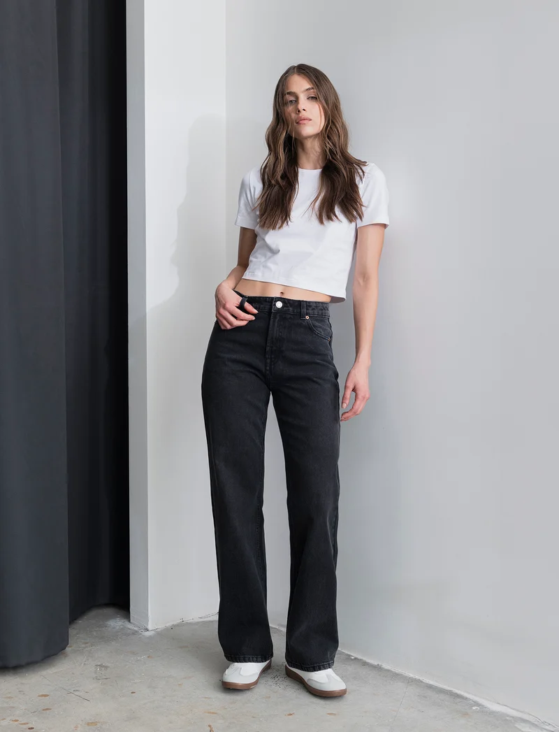 JEANS WIDE LEG - Nero