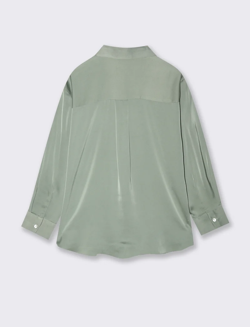 CAMICIA IN SATIN - Verde foresta