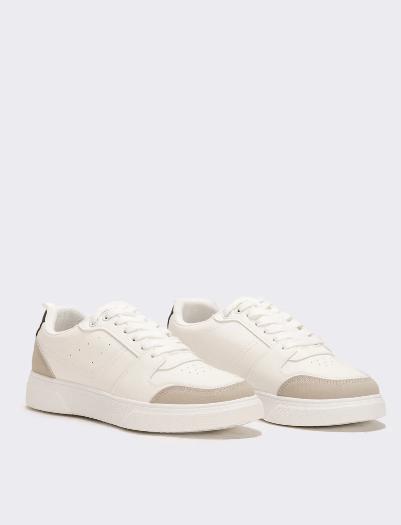 Sneakers con riporti da uomo - Bianco-verde