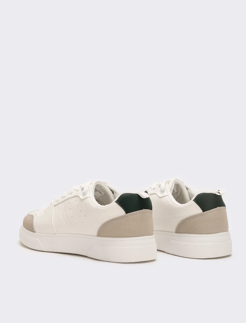 Sneakers con riporti da uomo - Bianco-verde