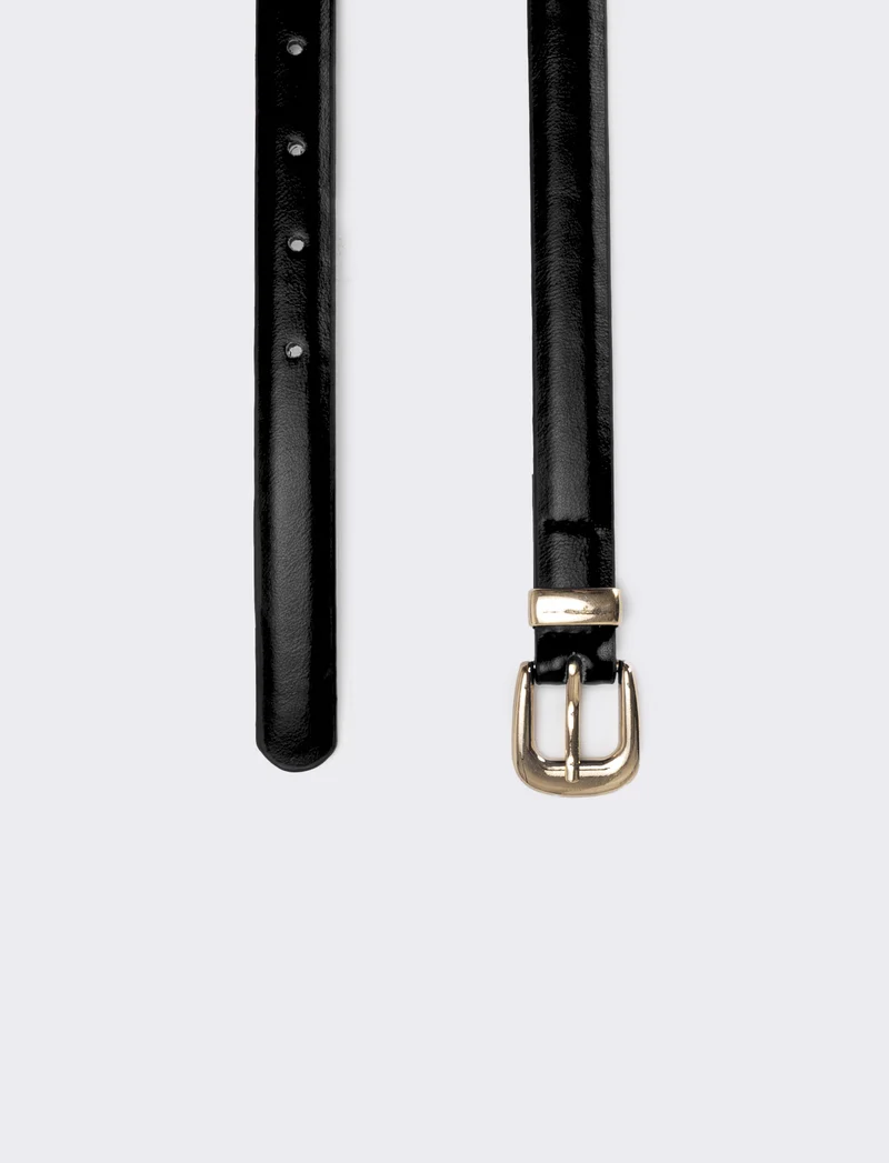Cintura bambina basic con passante metallico - Nero