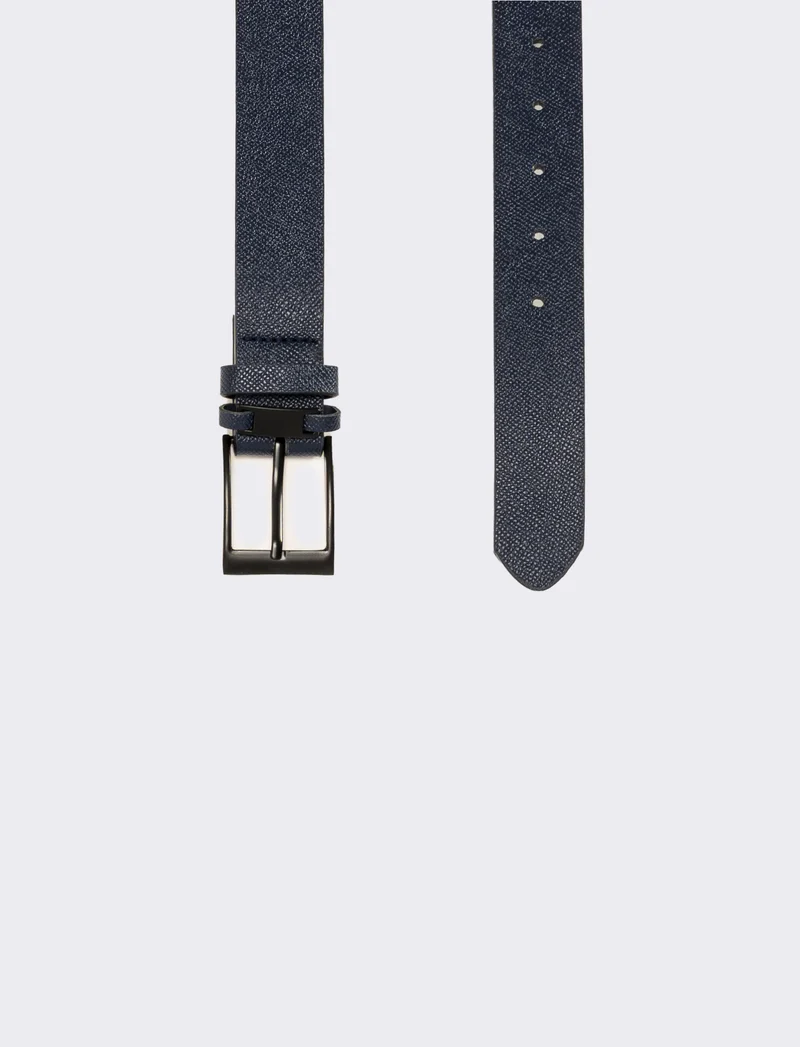 Cintura uomo doppio passante opaca - Blu