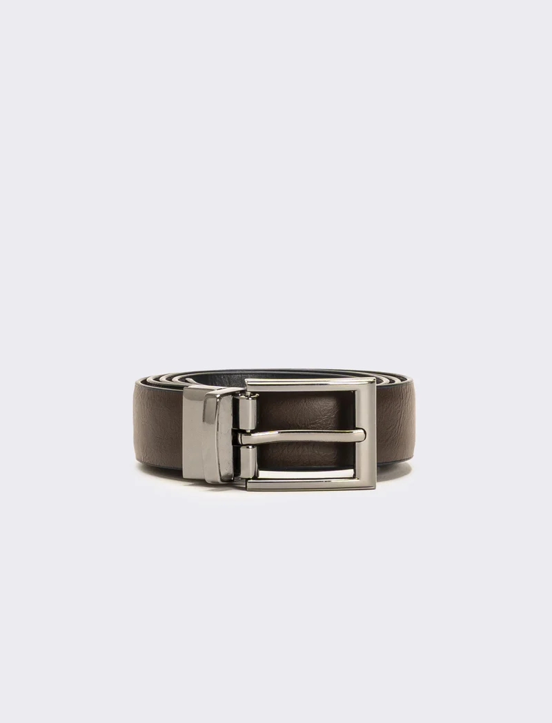 Cintura lucida double face h 3 cm - Blu