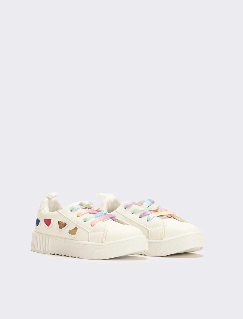 Sneakers da bambina con cuori - Bianco