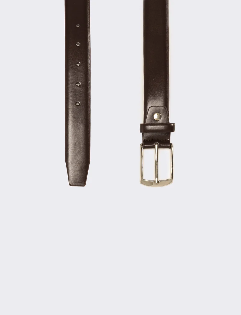 Cintura bombata liscia 3,5 cm uomo - Marrone