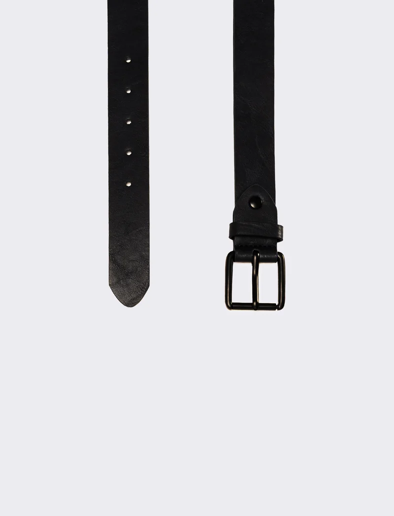 Cintura uomo liscia basic - Nero