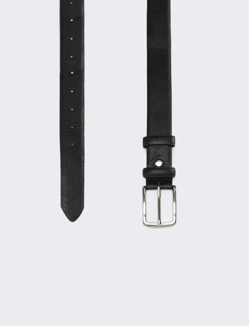 Cintura uomo liscia 3,5 cm - Nero