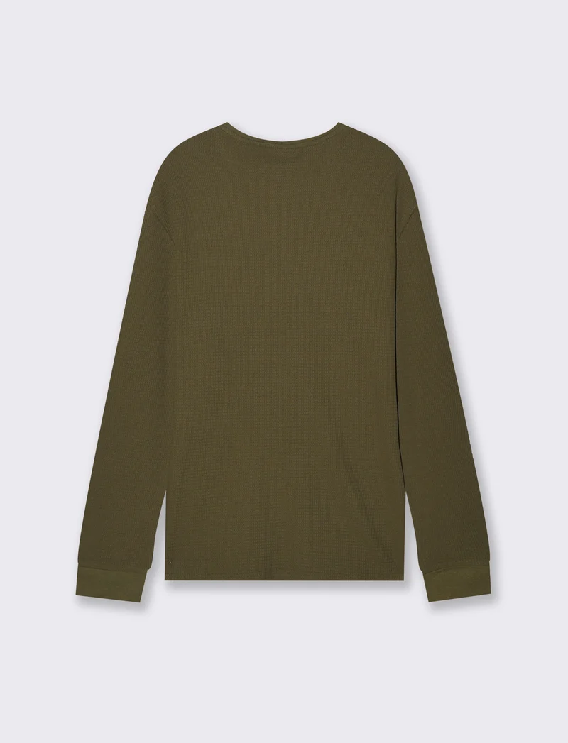 T-SHIRT IN WAFFLE SLIM FIT - Verde militare