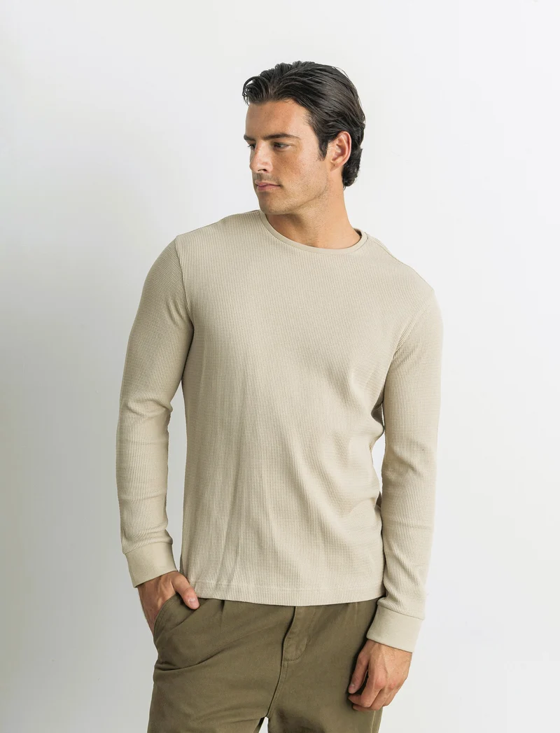 T-SHIRT IN WAFFLE SLIM FIT - Beige
