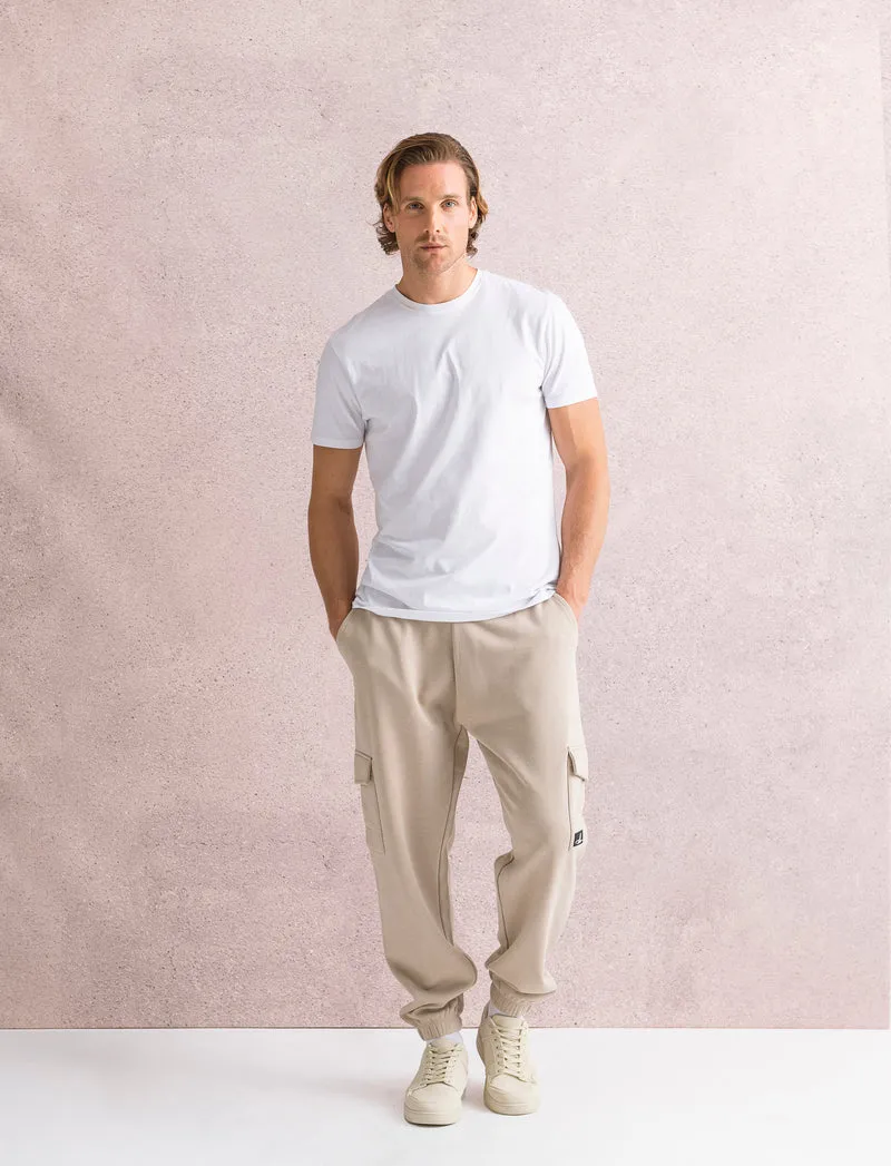 PANTALONI IN FELPA CON TASCONI - Beige